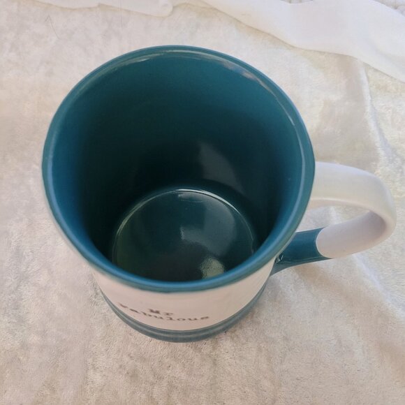 Sheffield Home Mug Coffee Cup MR FABULOUS handled Stoneware blue white 16 oz EUC - Picture 2 of 7